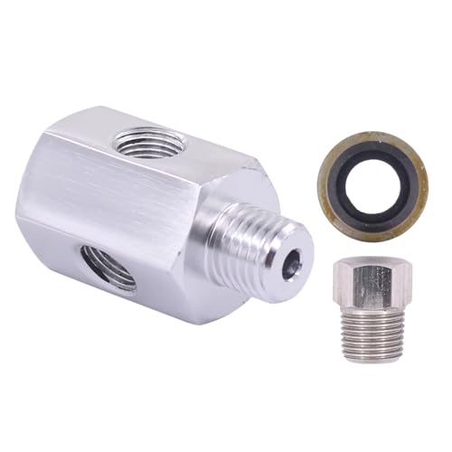 Öldruckgeber Öldruckschalter Turbo Öldrucksensor Adapter M12x1.5 Druckadapter 1/8 NPT T Adapter Edelstahl Öldruck Ölzufuhr Anschluss Buchse Stecker mit Dichtring Verschlussstopfen für 3er E36 E30