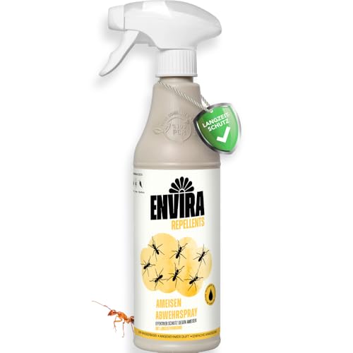 Envira Ameisen Abwehrspray 500 ml - Spray mit Langzeitwirkung gegen Ameisen, Wegameisen, Pharaoameisen - Schutz vor Ameisen für Wohnung, Balkon, Terrasse, Garten - Effektiv Ameisen fernhalten (PT19)