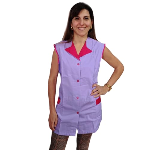 Arbeitskittel für Damen, Armloch, Arbeitskleidung, Lehrer, Reinigungsunternehmen, Schürze für Gemüsehändler, Gastronomie, Violett, XL
