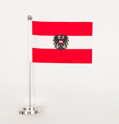 Tischflagge Österreich Tischflagge Österreich Tischflagge Österreich Schreibtischflagge 21x14 cm Fahnenmast und Sockel, Österreich Adler Schreibtischflaggen für Konferenzräume