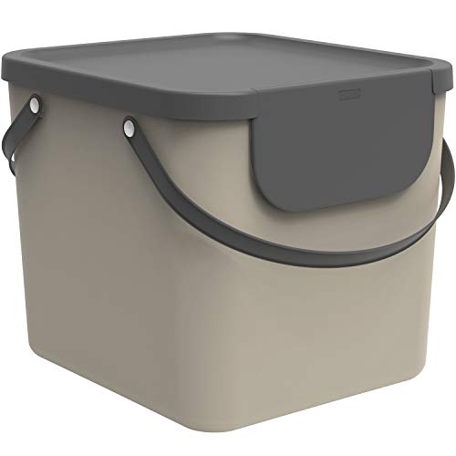 Rotho Albula Mülltrennungssystem 40l für die Küche, Kunststoff (PP), beige/anthrazit