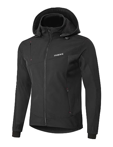 INBIKE Softshelljacke Herren Winter Softshell Jacke Übergangsjacke Wasserdicht Atmungsaktiv Wanderjacke Fahrradjacke Jungen Damen für MTB Fahrrad Wandern Bergsteigen Outdoor Schwarz XXL