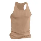T-Shirts für Herren, Herren, Sommer, gestrickt, vertikale Streifen, Fitness, Sport, Tanktop, dünne Baumwollhemden für Herren, khaki, 3XL