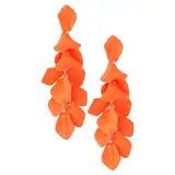Boho Ohrringe Orange Acryl Blütenblatt Tropfenohrringe Lange Tropfen Rosenohrringe Ubertriebene Blumenohrringe Earrings Aesthetic für Frauen und Mädchen 80er 90er Jahre Accessoires Neon Party
