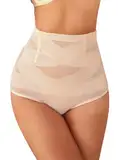 Auffortria Shapewear Damen Bauchweg Unterhose Hohe Taille Miederhose Miederslips Figurformende Bodywäsche Bauchkontrolle Miederpant Body Shaper (Medium, Beige)