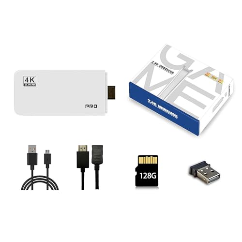 SHUZHENG Retro-Spielekonsole, Gaming-Stick, 4K-HDMI-Ausgang, integrierte 40.000 Spiele, 23 Emulatoren, Gaming-Stick 4K-HDMI-Ausgang, 2,4 GHz kabellose Controller, Plug-and-Play-Videospiele für