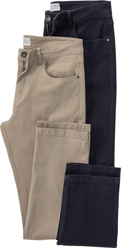 HENSON & HENSON Chino Hose Herren im 2er Set, 2X Freizeithose Herren Regular Fit, Sommerhose, Stretchhose Business Hose für Männer, Marine, Gr. 56