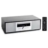 MEDION P64145 All in One Audio System (DAB+, CD, MP3, PLL UKW Radio, USB, Kompaktanlage, Elegantes Design, Weckfunktion, Sleep Einschlafautomatik) schwarz-Silber