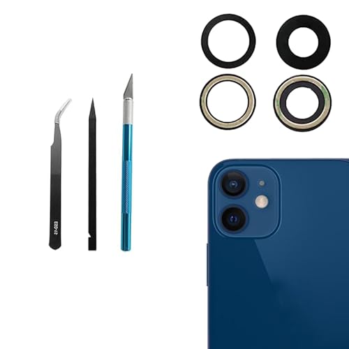 Rückkamera Objektiv Ersatz für iPhone 12 und iPhone 12 Mini Back Rück Kamera Glas Linse,Reparaturwerkzeug Kit