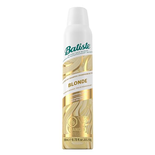 Batiste Trockenshampoo Blond 200 ml, Dry Shampoo zum Auffrischen und Stylen der Haare, Haarpflege Spray für helles Haar, Ohne Rückstände, Ohne Ausspülen, Haarstyling mit Farbeffekt