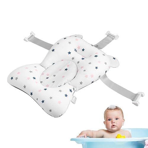 Baby-Badewannenkissen für die Wanne | Faltbares, rutschfestes Badestützkissen für die Badewanne | Babypflegeartikel, Essentials für Neugeborene mit Schnallen und 3 Sicherheitsgurten Chaies