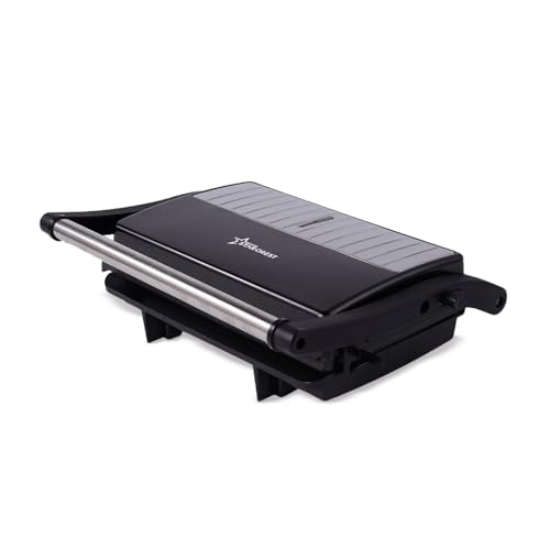 STARCREST Sandwich-Maker im Kontaktgrill bzw. Panini Format, Sandwich-Toaster als Plattengriller Contact Grill, Toaster geeignet für Sandwiches, Fleisch oder Gemüse, 1000 Watt, Schwarz
