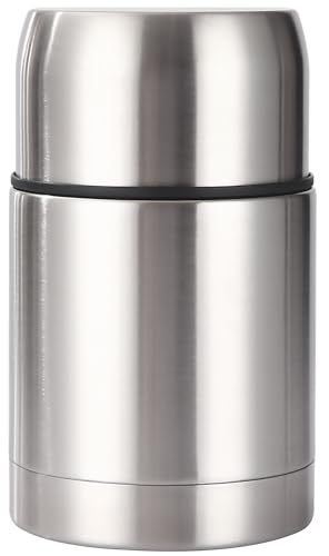 FUREINSTORE Thermoskanne für Mahlzeiten aus Edelstahl, 8 Stunden, ideal für Camping und den täglichen Gebrauch, großes Fassungsvermögen, amerikanischer Stil, silberfarben, 1000 ml