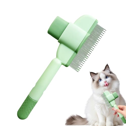 Haustierkämme für Katzen, Flohkamm für Hunde, Hundekamm, Haarentfernungskamm für Katzen, Selbstreinigender Pflegekamm, Edelstahl-Metallzahnkamm für Haarausfall und Verfilzungen