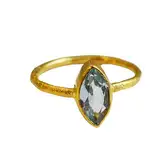 Petite Marquise Blautopas vergoldet Sterling Silber Ring (Größe: US Size 8 / Diameter 18.2)