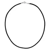 Auroris Echtleder Kette schwarz Dicke 3mm mit Karabinerverschluss aus Edelstahl/Länge: 50cm