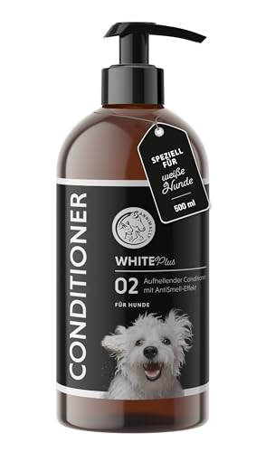 Annimally White Plus Conditioner - Natürliche FellspüLung mit Sheabutter für strahlend weißes Fell, ph-neutrale, feuchtigkeitsspendende Pflege für weißes Fell ohne Bleichmittel & Parfüm - 500 ml