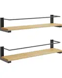 OROPY 2er Pack Gewürzregale Wandmontage für Küche, Gewürzhalter Organizer Hängend aus Kiefernholz, Küchenregal Wand Holz für Schranktür, Ankerkrautgläser, Gewürzdosen - Kiefernholz, 40x9cm