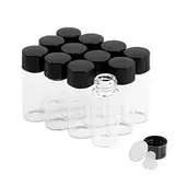 4ml Transparent Glasfläschchen mit Schraubverschluss und Kunststoffstopfen, 1 Dram Kleine Glasflaschen Auslaufsichere Glas Fläschchen für Flüssigkeit Pulver Proben und kleinen Gegenständen, 12 Stück