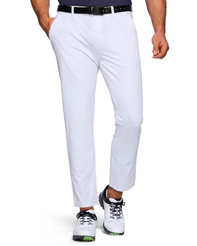 33,000ft Herren Golfhosen Atmungsaktive Stretch Hose für Männer Schnelltrockende Stretch Lange Golfhosen Weiß-erneuert 34W*32L