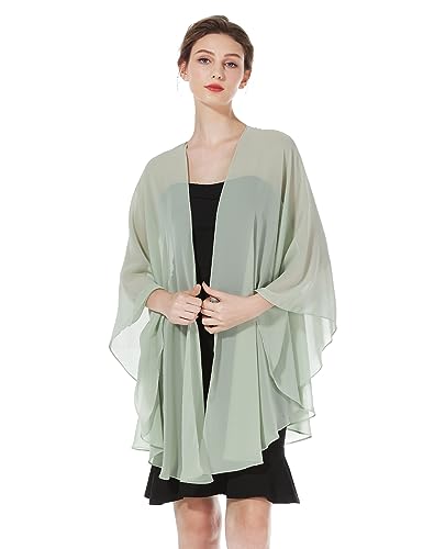 BEAUTELICATE Chiffon Schal Stola Bolero Damen Für Abendkleid Festlich Hochzeit Braut Frühling Sommer Jacke (Sage Green,Einheitsgröße)