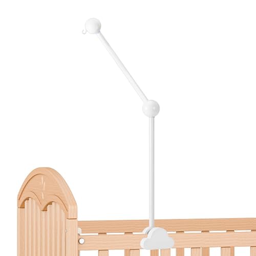 Szaboviktoria Mobile Halterung für Babybett, Mobile Halterung Wickeltisch, Mobile Halterung Holz, Wolken, zum Aufhängen von Windspielen, Bettglocken, Kinderspielzeug, Weiß