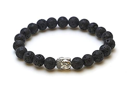 BERGERLIN Buddha Armband mit echten Lavastein Perlen – Lavastein Armband