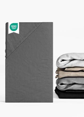 Sämann Jersey Spannbettlaken Spannbetttuch für Laufgitter 120x120 cm, Baumwolle anthrazit