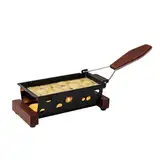 Boska Raclette 2 Personen Oslo - Mini raclette für Zwei Teelichter - Charakteristisch Holz mit Spachtel [Verleih Leckereien mit Geschmolzenem Käse oder Gegrilltem Gemüse] [Antihaftbeschichtung]