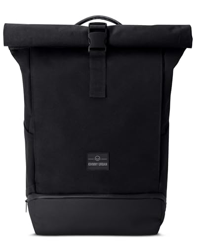 Johnny Urban Rolltop Rucksack Damen & Herren Groß Schwarz - Allen Medium - Tagesrucksack mit Laptopfach für Uni Arbeit Reise - Laptop Backpack mit Extra Schuhfach - Wasserabweisend