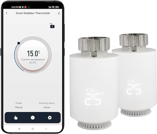 Sewens Smarthome Heizkörperthermostat 2er Set – Elektronisch WiFi Thermostat bezogen auf APP Zigbee 3,0 Modul – Programmierbarer Heizungsthermostat Kompatibel mit Meisten Heizkörperventile