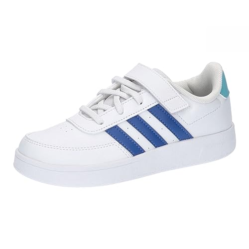 adidas Breaknet Lifestyle Court Elastic Lace and Top Strap Shoes Schuhe-Hoch, FTWR White/Team royal Blue/Light Aqua, 38 EU