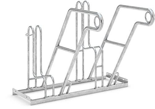 Anlehnparker 4602 XBF | Fahrradständer einseitig | für 2 extra breite Fahrräder | Abwechselnde Hoch-/Tiefeinstellung | erweiterbar | Fahrradparker Bodenparker Mehrfachständer Bügelparker | Dreifke®
