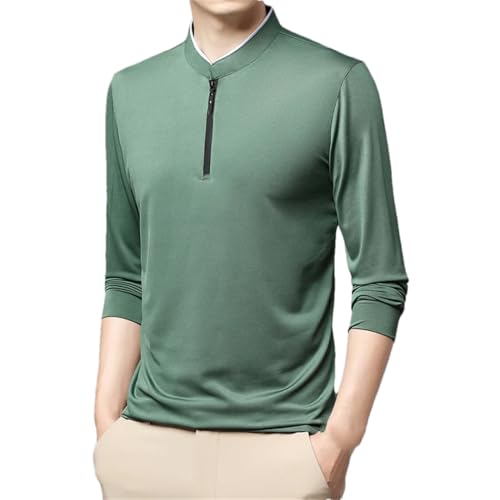 Sommer Herren Poloshirts im Alltag, Stehkragen, Halbreißverschluss, Mode, Gemeinschaftsbüro, Langarm, EN8, M