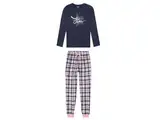 Pepperts Mädchen Pyjama - Lange Schlafhose + Langarm Oberteil - 100% Baumwolle (DE/NL/SE/PL, Numerisch, 134, 140, Regular, Navy-Rosa)