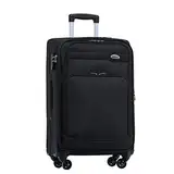 BEIBYE 4 Rollen Reisekoffer 3tlg.Stoffkoffer Handgepäck Kindergepäck Gepäck Koffer Trolley Set-XL-L-M (Schwarz, M-Handgepäck-54cm)