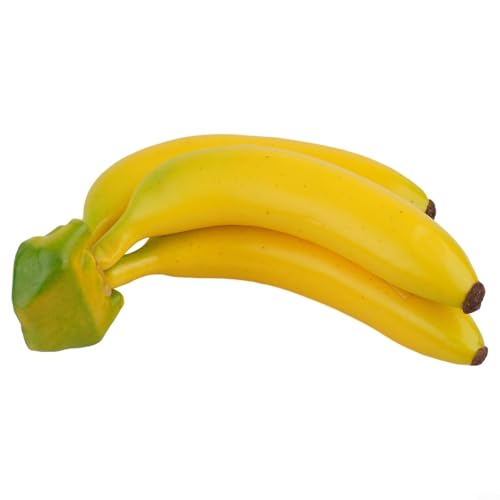 Künstliche Bananen, auffällig, lebendige Bananen zum Dekorieren von Räumen, lebendiges Bananen-Kunststoffmodell, Zuhause, Obstladen, Dekoration, 3 Köpfe