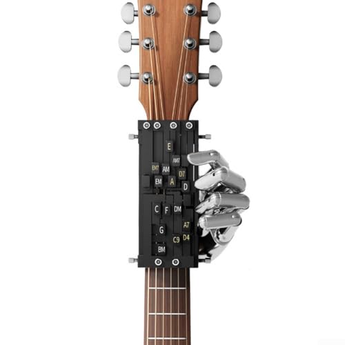Honseadek Gitarren-Hilfs-Akkord-Trainer, Gitarren-Akkordpresser, Gitarrenzubehör, One-Touch-Gitarren-Akkordspieler, Gitarrentrainer, Übungswerkzeug, für Kinder und Anfänger (schwarz)