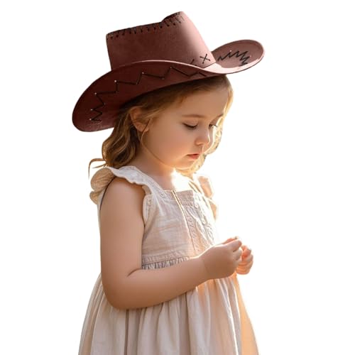 Cowboy Hut Western Cowgirl Hüte für Kinder Lederoptik Faschingshut für Karneval Western Partys Damen Herren Wildleder Cowboyhut Perfekt Halloween und Cosplay Kinder Geschenk