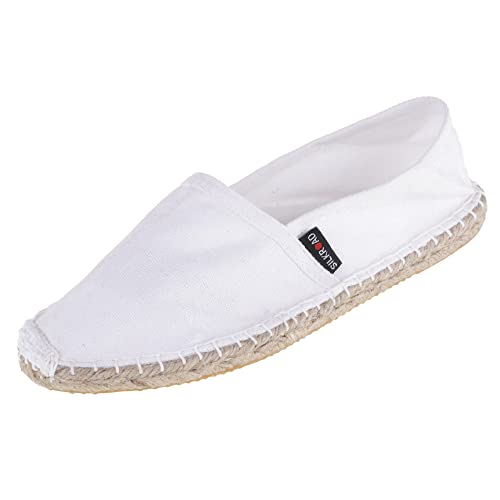 Japanwelt Espadrilles Unicolor Canvas Weiß Damen und Herren Größe 40 Unisex Leinen Slipper