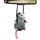 Opossum Auto-Kleiderbügel, gestrickt, niedliches Opossum-Autozubehör, entzückendes Opossum-Auto-Ornament für Kinder, Kindertag