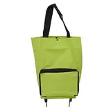 Faltbare Einkaufstasche, leichte Einkaufstasche mit Rollen, Tragetasche mit Rollen, faltbare Stofftasche mit Rollen für den Supermarkt. Gemüsemarkt. (grün)