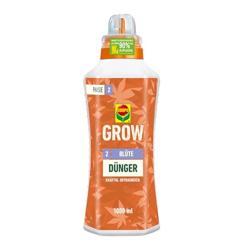 COMPO GROW Blüte Dünger für Spezialkulturen - Dünger für Indoor & Outdoor - Spezialdünger für die Blütephase - mineralisch - 1 l, grün