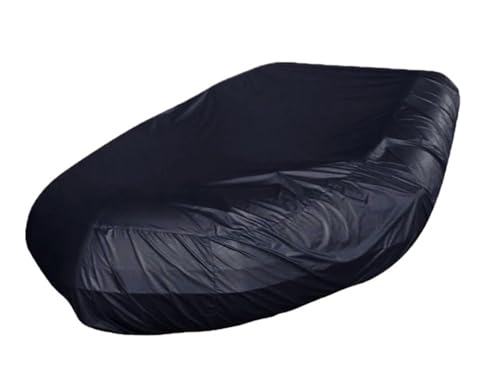 Bootspersenning Marine Bootsabdeckung 7,5-17ft Größe Wasserdicht Anti UV EIS Schnee Schlauchboot Schlauchboot Angeln Gummiboot Kajak Sonnenschutz Bootsabdeckung(420X94X46cm Black)