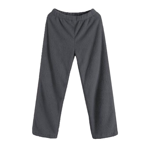 Generisch Hose Damen 2023 Winter Europa die Vereinigten Staaten Grenzen an heiße einfarbige Plüsch-Damenhosen Bequeme Laufhose Outdoor Hosen für Damen Sommer Leichte Outdoorhose (Grey, XL)