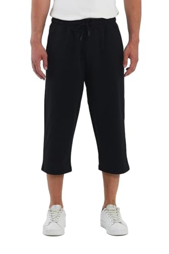 COMEOR Sporthose Herren Kurz – 3/4 Capri Hose Herren - Kurze Hosen Männer Laufshorts Baumwolle Shorts (Schwarz M)