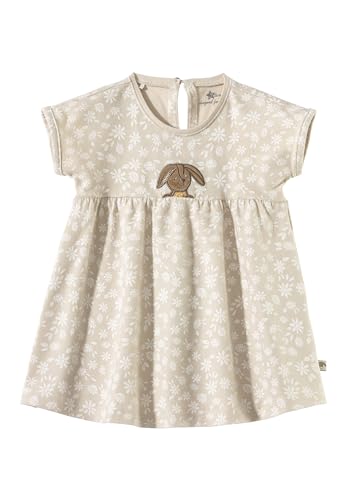 Sterntaler Babykleid Blumen Hase Happy für Mädchen - Babykleid aus Baumwolljersey mit Elasthan bedruckt mit Gänseblümchen - Kleid mit angeschnittene Ärmel - beige, 68