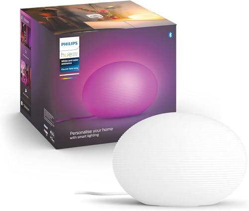 8Philips Hue White & Color Ambiance Tischleuchte Flourish, dimmbar, 16 Mio. Farben, steuerbar via App, kompatibel mit Amazon Alexa (Echo, Echo Dot)