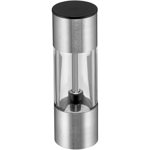 WMF Mini Gewürzmühle klein 11 cm unbefüllt, Cromargan Edelstahl, mini Pfeffermühle, Grinder, Glas, Keramikmahlwerk, Salzmühle klein, Pfeffermühle klein