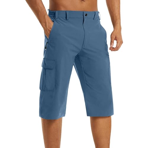 Hehiy Kurze Hosen Herren Cargo Sommer Baumwolle Bermuda Shorts mit Gummizug Hose mit Taschen Jogginghose Herren Kurz Sport Shorts Herren Mit Taschen